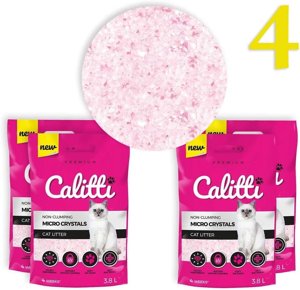 4 x 3,8L = 15,2L Calitti Micro Silikatstreu Katzenstreu Cat Staubfrei Klumpfrei - Bild 2 von 4