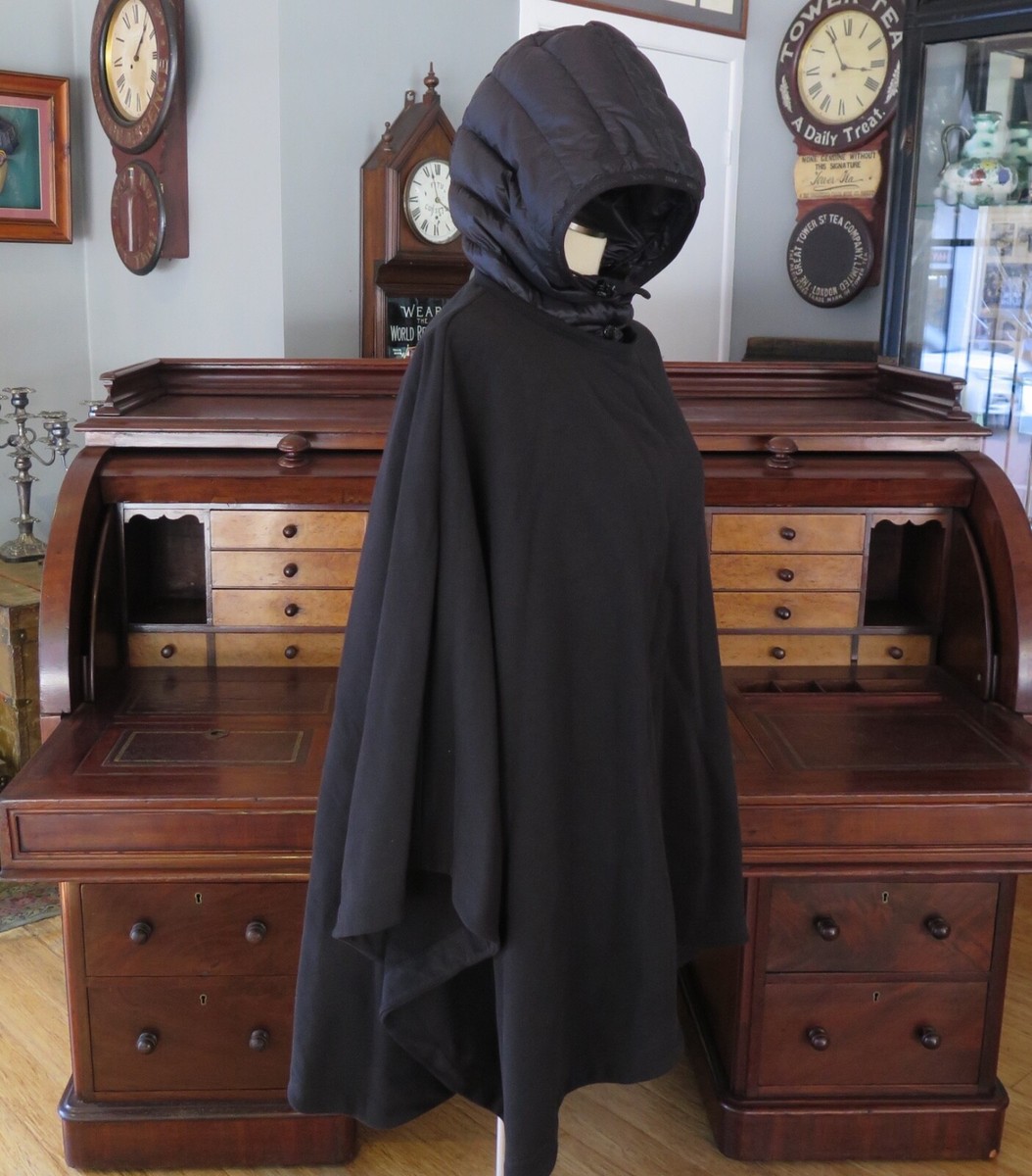 Unisize Black Moncler Patch Logo Cloak Poncho with Quilted Hood | eBay