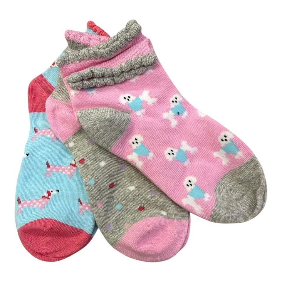 Calcetines de cuarto Stride Rite Daliah Dogs - Paquete de 3 (talla de zapato 10-13) suaves y elásticos Foto 2 de 4