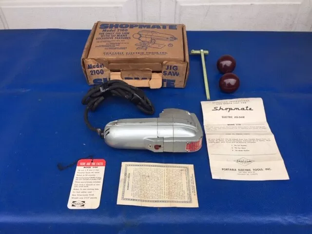 Vintage Shopmate 2100 2 Handle Lighted Streamline Sabre Jigsaw W Box Manual