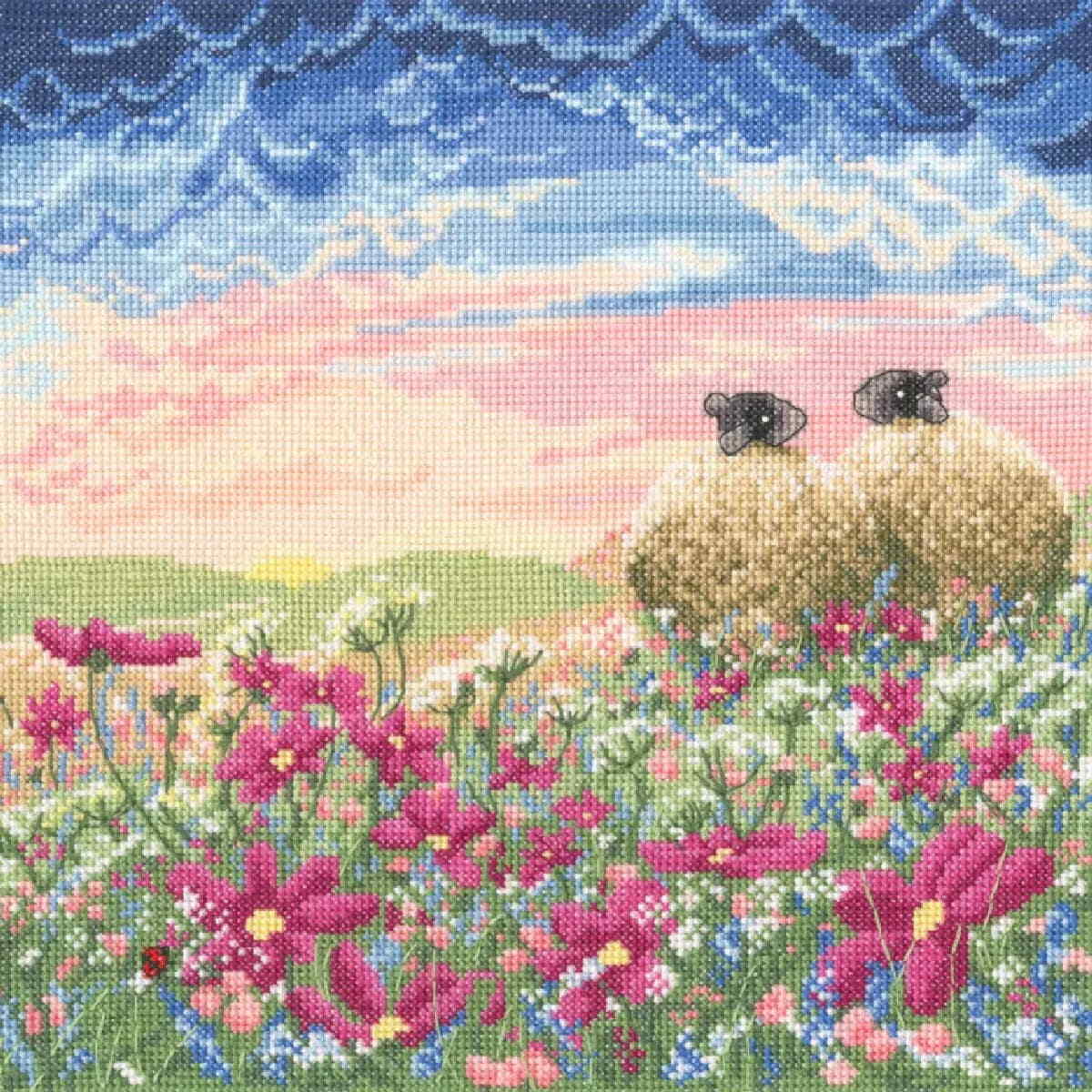 Bothy Threads counted cross stitch kit ""Ladybird In The Meadow"", XLP11, 26x26cm,