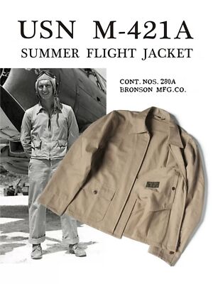 40'sヴィンテージUSNサマーフライト　M-421A オリジナル　3ポケット Bronson USN M-421A Men's Flight Jacket Vintage Flying Suit Work