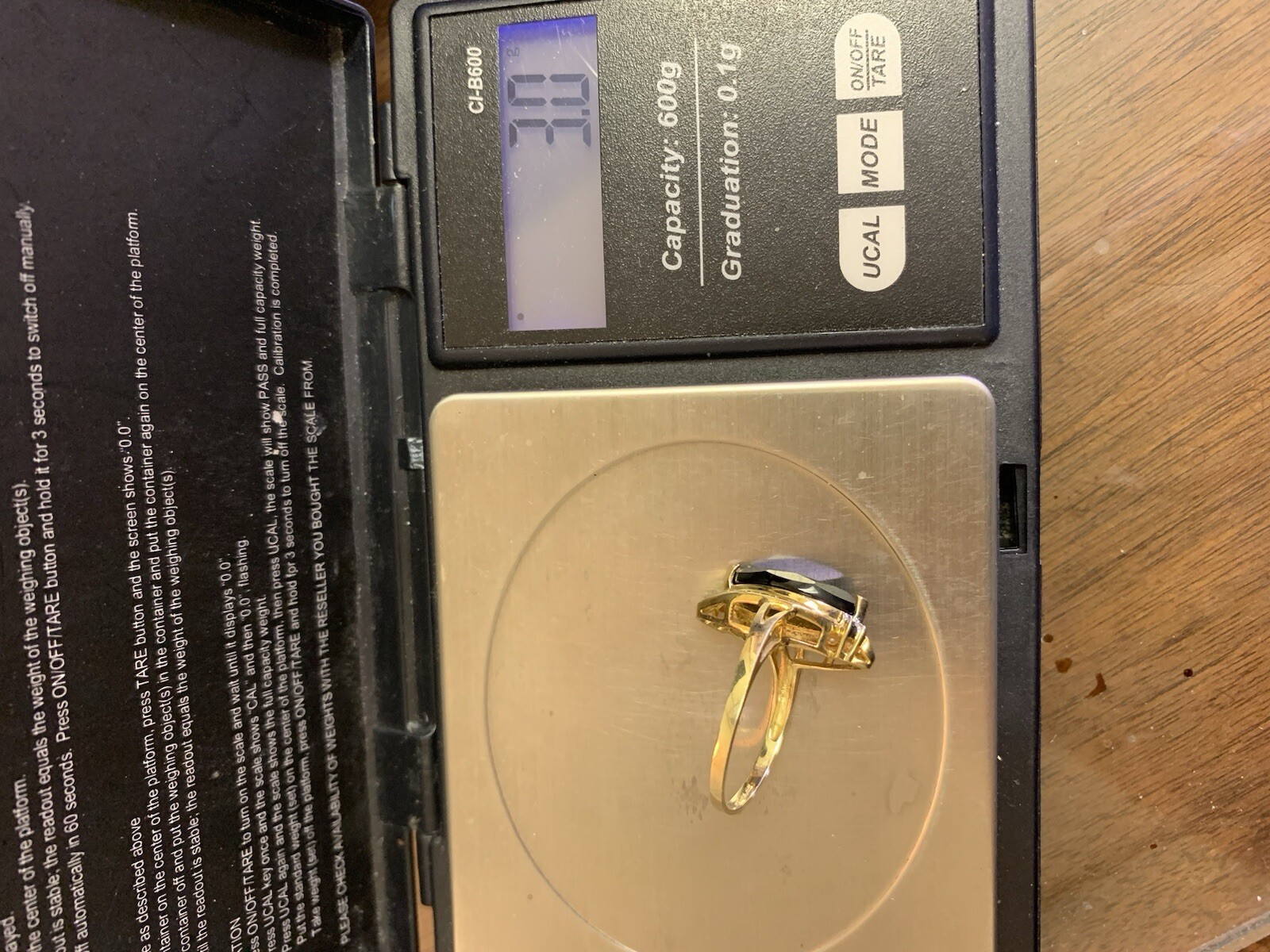 Solid 10K Gold Ring with Black Gemstone size 7.25 - image 11