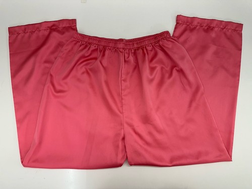 Michele Womens Pajama Set Size Large Pink Satin Long Sleeve Shirt & Pants VTG - Picture 2 of 18
