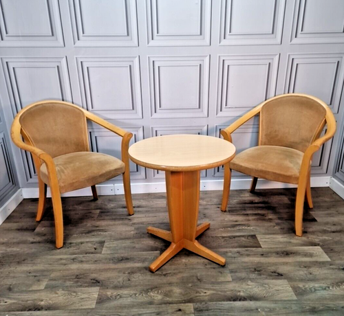 Retro Vintage Parker Knoll Table & Arm Chair Set - 2 Chairs - Havana Breakfast