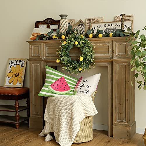 Summer Pillow Covers 18x18 Inch Set of 4 Watermelon Sweet Summer Pillows - Picture 7 of 7