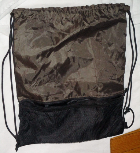 New Nordstrom Drawstring Backpack Bag NWOT Athletic Gym Brown Black Knapsack - Picture 1 of 5