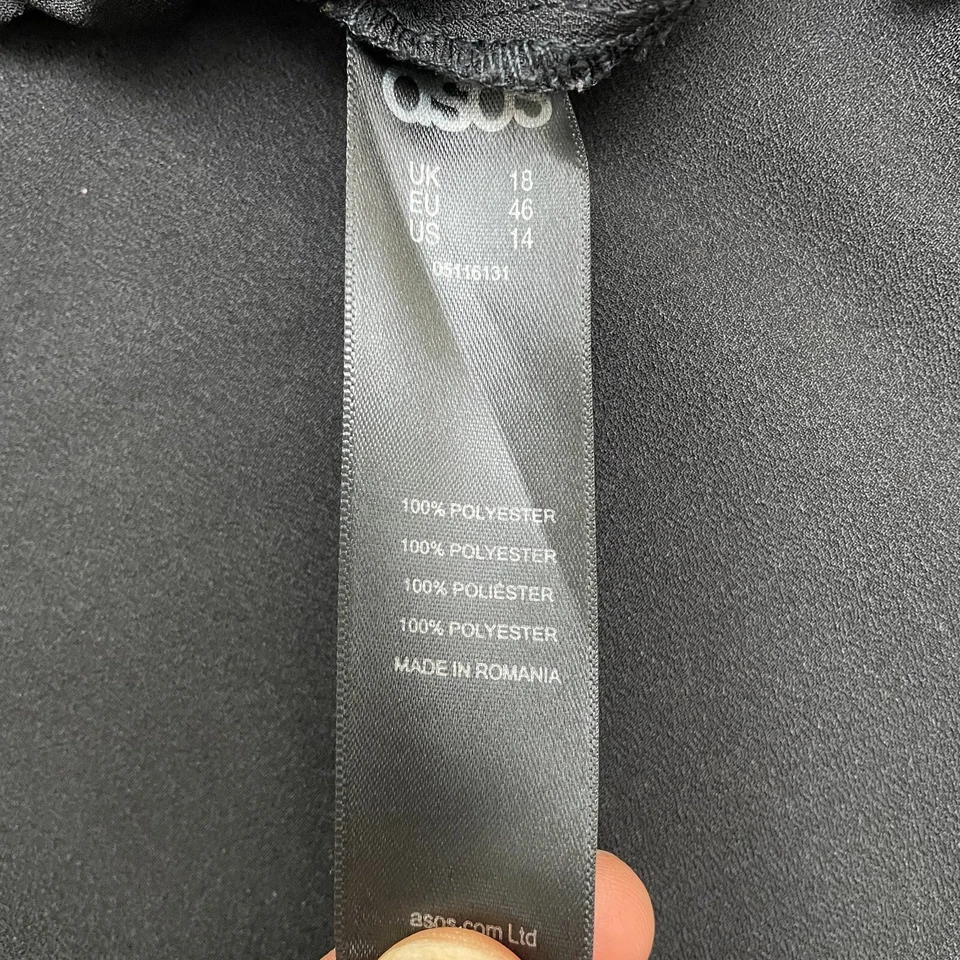 Asos атласный укороченный открытый блейзер куртка женщин 14 черный бизнес повседневный с воротником - Изображение 4 из 4