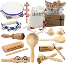 Musical Instruments , Natural Eco-Friendly Wooden Percussion Set Gift with Stora