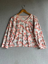 Garnet Hill Sleepwear Womens S Floral Top Cozy Asian Wrap Organic Cotton