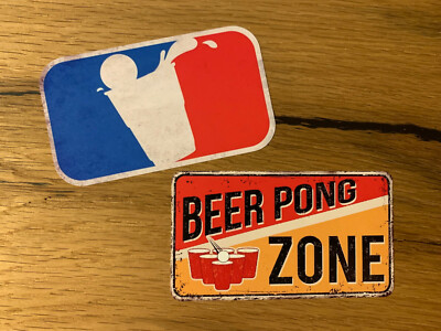 2x BEER PONG Aufkleber FUN Sticker SAufen Party Tuning Airride Low HOW Deep #791