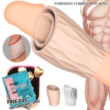 Foreskin Penis Cock Ring Sleeve Delay Ejaculation Enlarge Enhancer Sex Toys US