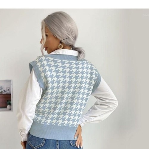 SHEIN blue checkered knit vest size 11-12 years - Picture 6 of 10