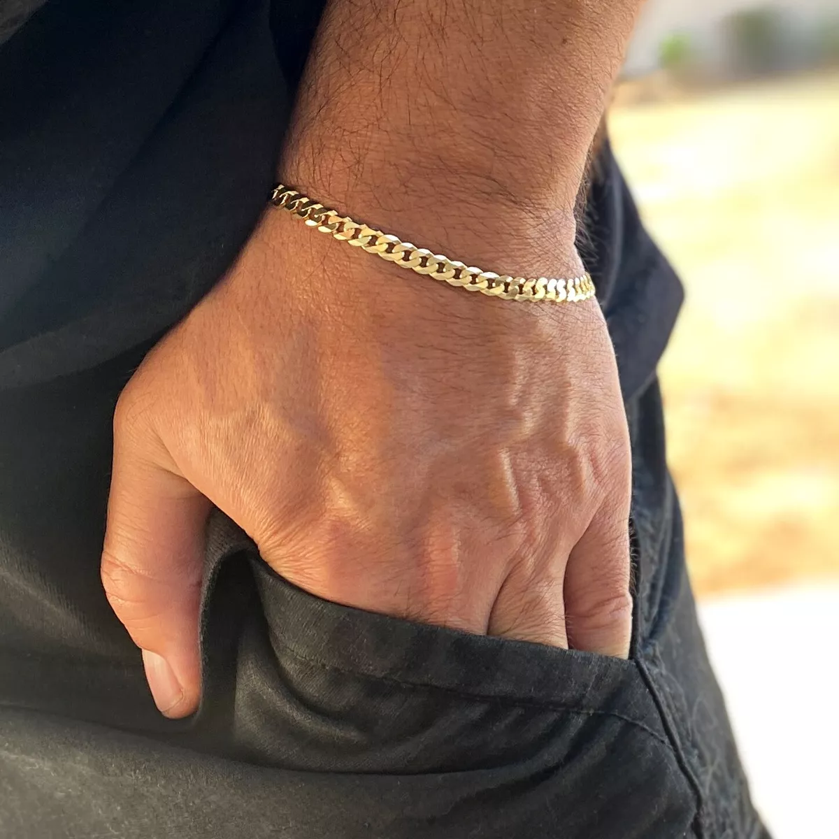 Solid 10K Yellow Gold Men's Diamond Bracelet 6 Carats Iced Out Cuban Link  Design 804057