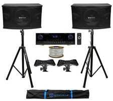 2 Rockville KPS10 10" Karaoke Vocal Speakers Singmix 5 Bluetooth Amplifier Mixer