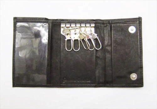 BLACK GENUINE LEATHER Mens Keychain Holder Wallet Key Ring Holder Slim Case - Image 3 of 4