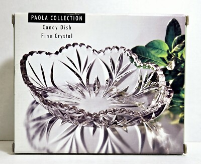 Crystal Studio Silversmiths Candy Dish, ''Paola Collection'' Fine Crystal
