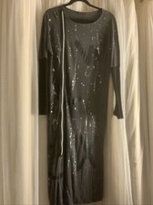 Designer LAMARKINE gray with silver  Boho  Long Maxi Dress Plus Sz 2  USA SZ S/M