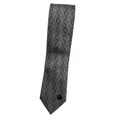 VERSACE COLLECTION Silk Necktie ITALY Black Silver Geometric Medusa W:2.8'' EUC