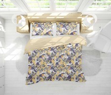 3D Parrots Floral Pattern Brown Quilt Cover Set Duvet Cover Bedding Pillowcases