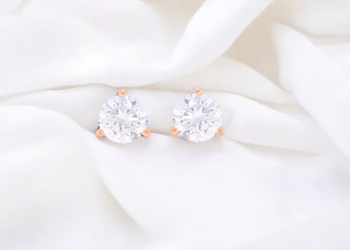 0.25Ct FG/VS Lab Grown Diamond 3 Prong Set Push Back Stud Earring-14K Solid Gold