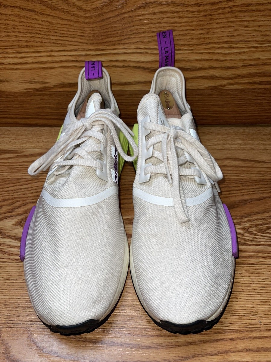Adidas NMD R1 Chalk Semi Solar Yellow White Athletic Shoes 