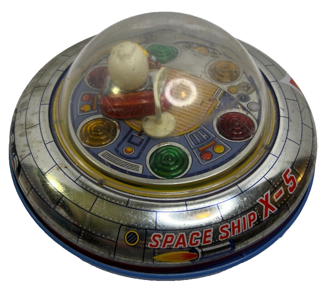 Rare Vintage 60s SPACE SHIP X-5 Tin And & Plastic Battery Operated