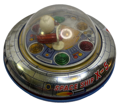 置物 junior Rare Vintage 60s SPACE SHIP X-5 Tin And & Plastic Battery Operated