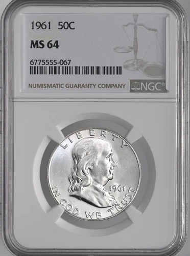 1961-P  50C FRANKLIN SILVER HALF DOLLAR PHILADELPHIA MINT NGC MS64 #6775555-067