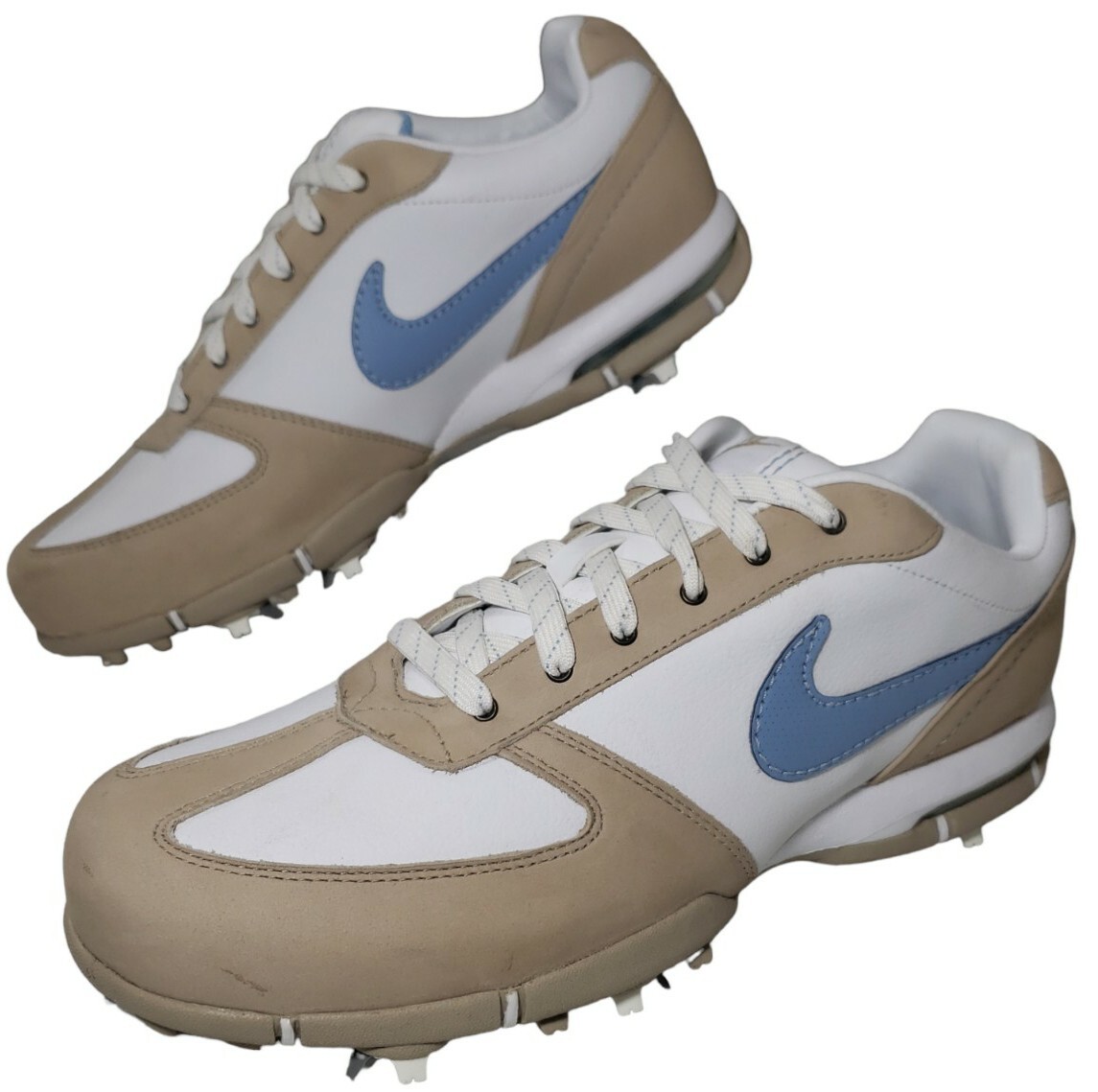 Nike Air SP-5 III Womens Size 8 Tan White Blue Swoosh Golf Shoes 314914-142 NEW!