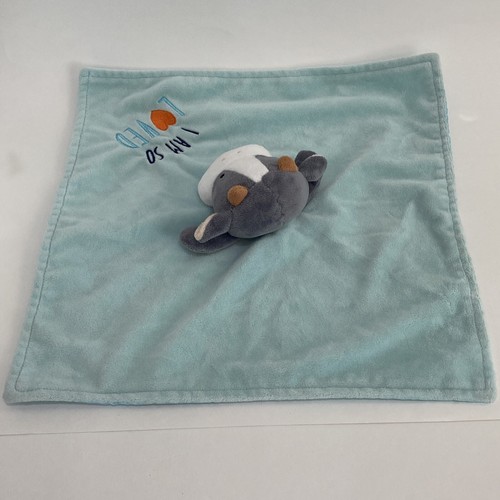 Baby Starters Cow Rattle Security Blanket Lovey I Am So Loved Blue Aqua Silk - Picture 3 of 8