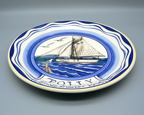 POOLE POTTERY ARTHUR BRADBURY POLLY TRAWLER 1906 10.5” DISPLAY PLATE RE-ISSUE A1 - Picture 3 of 9