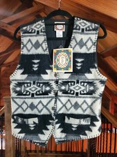 New Erika Womens Wool Vest Large Vintage Gray Black Aztec Southwestern Nwt