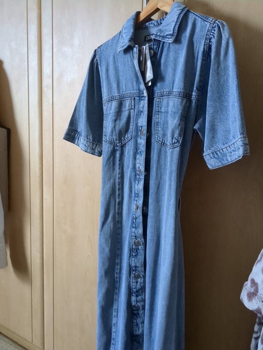 denim dress george Mid Wash Short Sleeve Denim Midi Shirt Dress | Women