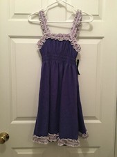 NWT Lauren James Women's The Mackenzie Seersucker Ruffle Purple White Dress XS