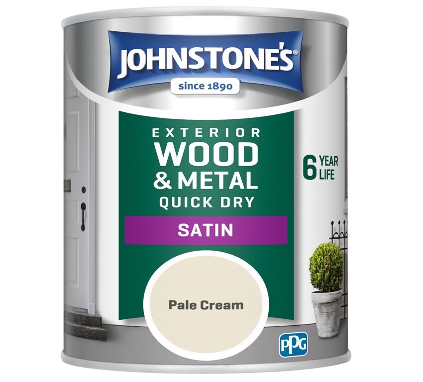 Johnstone's Wood & Metal Exterior Quick Dry Satin Paint 750ml - Pale Cream