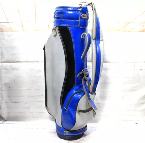 Vintage Miller Pro Model Blue Leather Golf Bag with 6 way