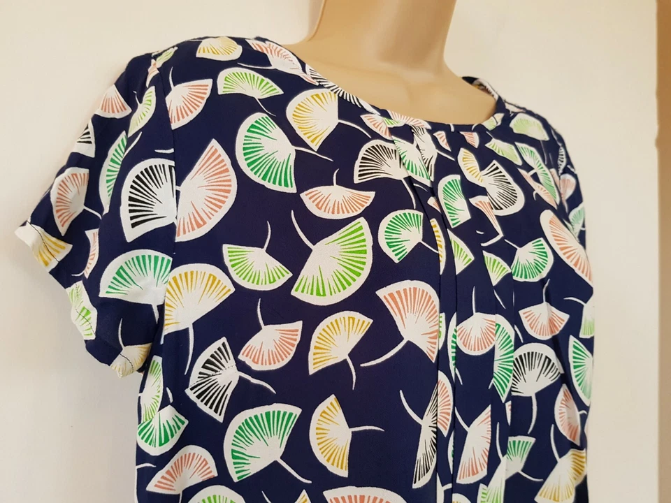 Kew Jigsaw Tropical FRUITS T-Shirt Top S UK 10 Pleats Tee Watermelon Lemon Berry - Image 4 of 4