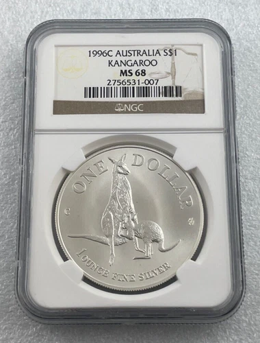 1996C Australia Kangaroo 1oz 999 Silver $1 Professionally Graded NGC MS68