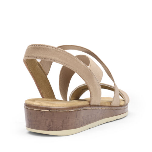 Women Classic Slip on Flat Sandals Low Wedges Vacation Beach Walking Sandals - Picture 24 of 37