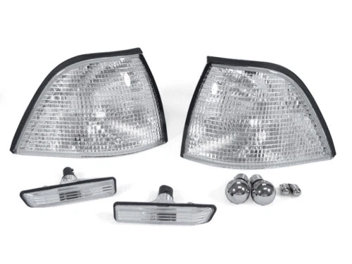 DEPO Clear Corner+Side Marker+Chrome Bulbs For 1997-99 BMW E36 2D Coupe / Cabrio
