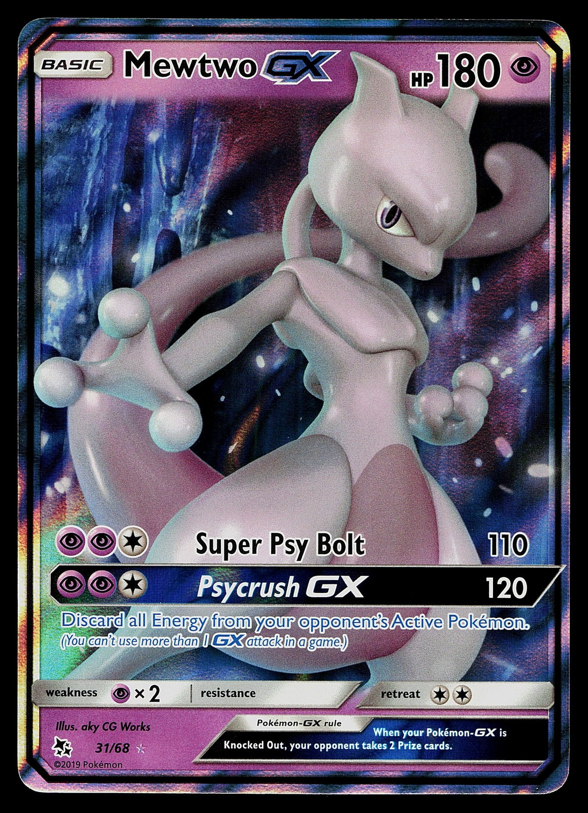 Pokemon Card - Mewtwo GX Hidden Fates 31/68 Ultra Rare