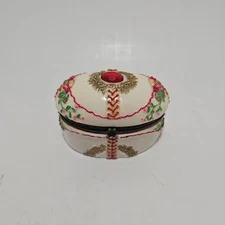 White Gold Floral Trinket Pill Jewelery Box Unbranded