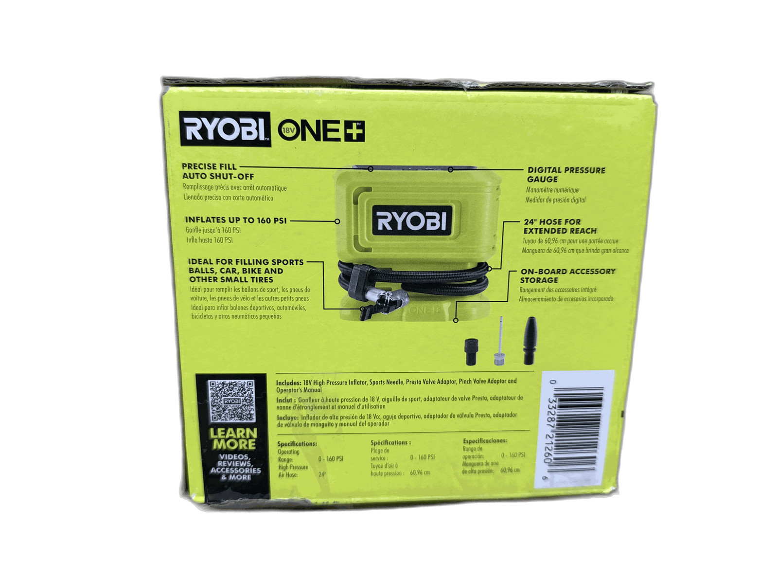 18V Cordless High Pressure Air Inflator, Portable Handheld Tire Pump Tool Only