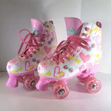 Voyager Barbie Girls Roller Skates Shoes Girls 12-2 Pink White Glitter Wheels