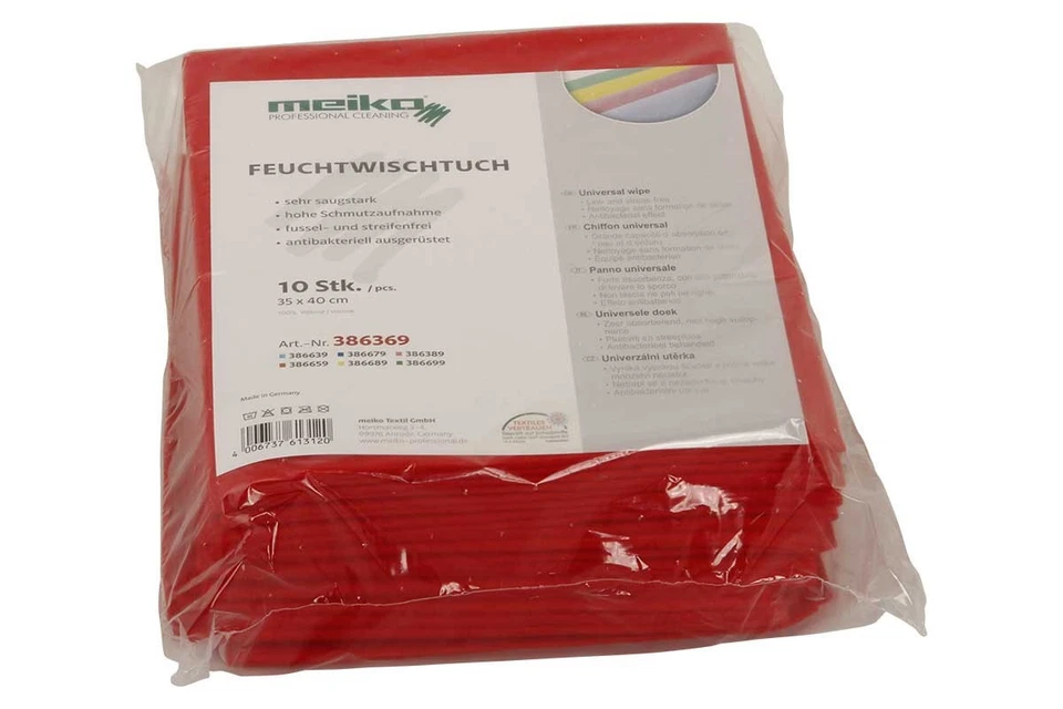 AXIS LINE 10er Pack beschichtetes Meiko Feuchtwischtuch 35 x 40 rot Reinigungstuch