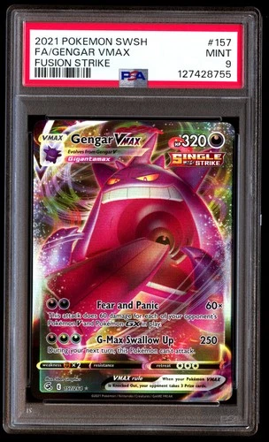 PSA 9 Gengar Vmax 157/264 Fusion Strike Pokemon