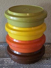 Tupperware Seal N Serve Bowls Set of 4 Vintage Harvest Colors 1206 w/Lids 1207 