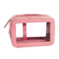 Clear Makeup Bag Double Layer Two Sided Travel Cosmetic Case Organizer for Wo...