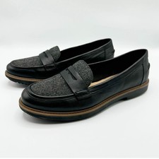 Clarks Collection Black Tweed Penny Loafer Raisie Eletta Soft Cushion Size6women